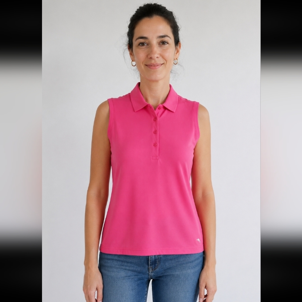 TOMMY BAHAMA Pink Sleeveless Polo Top Small